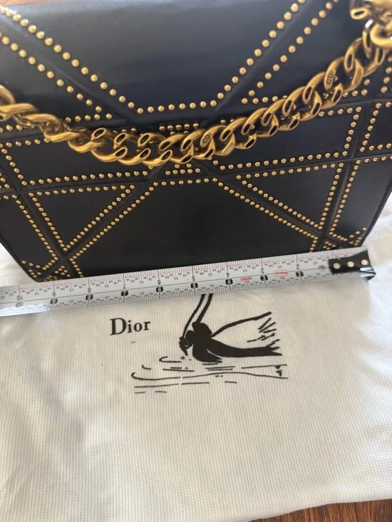 Lambskin Studded Medium Diorama Flap Bag Black Gently Worn - Picture 13 of 16